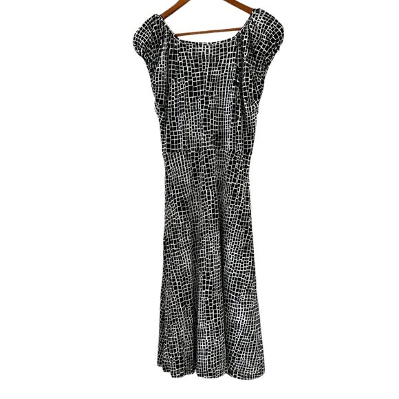 Kenneth Cole Reaction NEW Black & White Tribal Print Midi Dress Size L - Picture 7 of 15